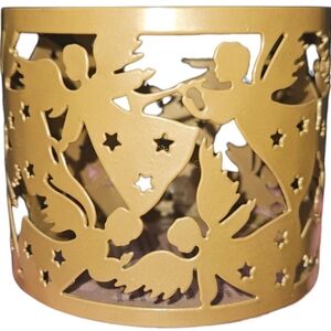 Avon Vintage Gold Angel Candle Holder Decorative Xmas Metal Sleeve Christmas